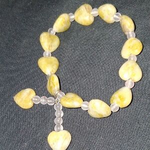 Heart-Shaped Jade With Clear Beaded Bracelet